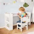 thumbnail image 4 of Gymax Kids Art Table & Chair Set w/Detachable Paper Roll Holder & Cubby Cabinet Drawer White, 4 of 10