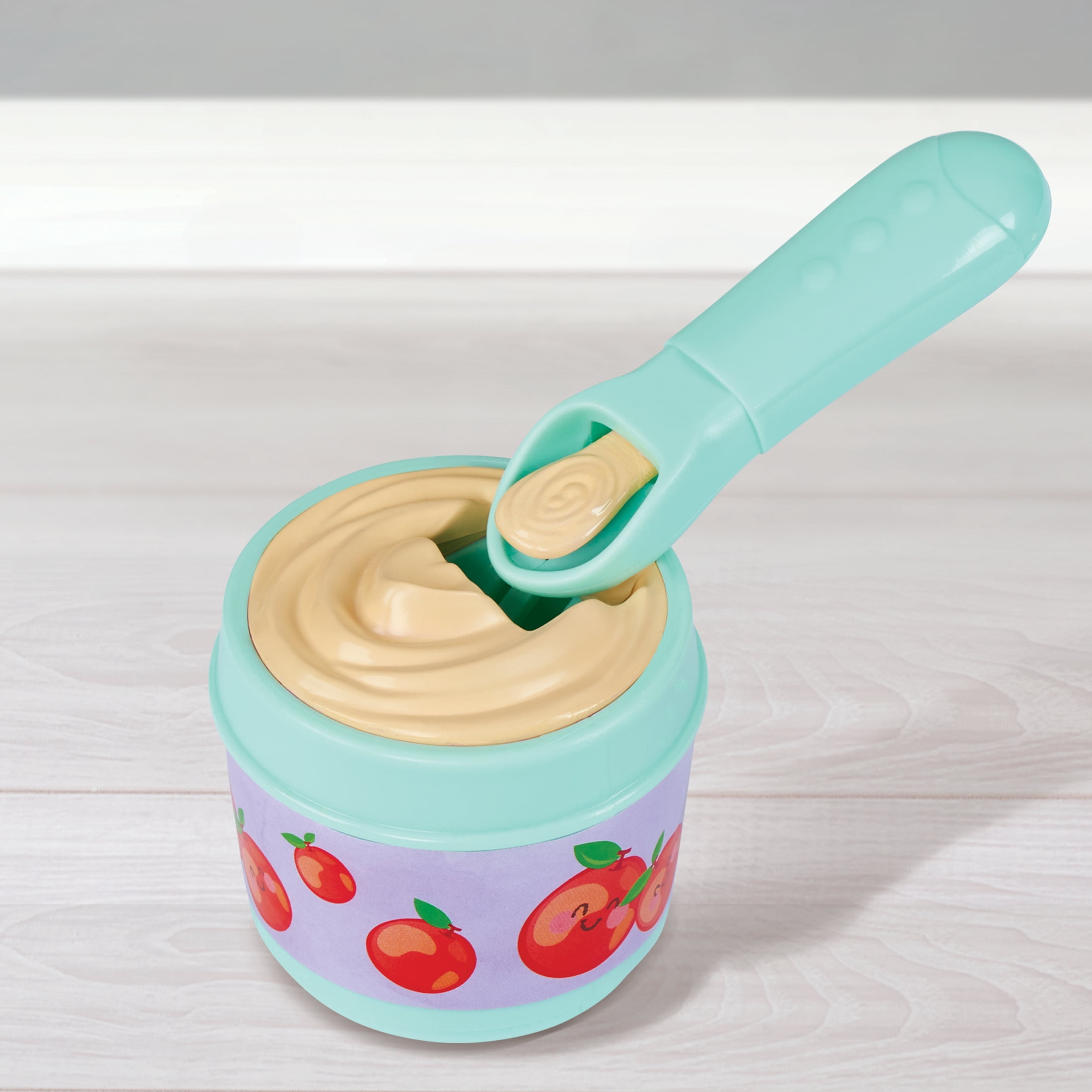 My Sweet Baby – Ensemble Repas avec Poupée Bébé 14 pouces, Tenue Grise, 12 Pièces