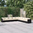 thumbnail image 1 of vidaXL 9 Piece Garden Lounge Set with Cushions Poly Rattan Black, 1 of 4