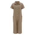 thumbnail image 3 of Kcodviy Combinaison Pantalon Décontractée à Manches Longues pour Femme, Couleur Unie, Manches Courtes, Longueur Mi-Cuisse, une Épaule, Chemise, Combinaison, 3 of 5