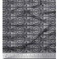 thumbnail image 1 of Soimoi Tissu Satin Modal Rayé, Feuilles & Floral Imprimé au Mètre 42 Pouces de Large, 1 of 3