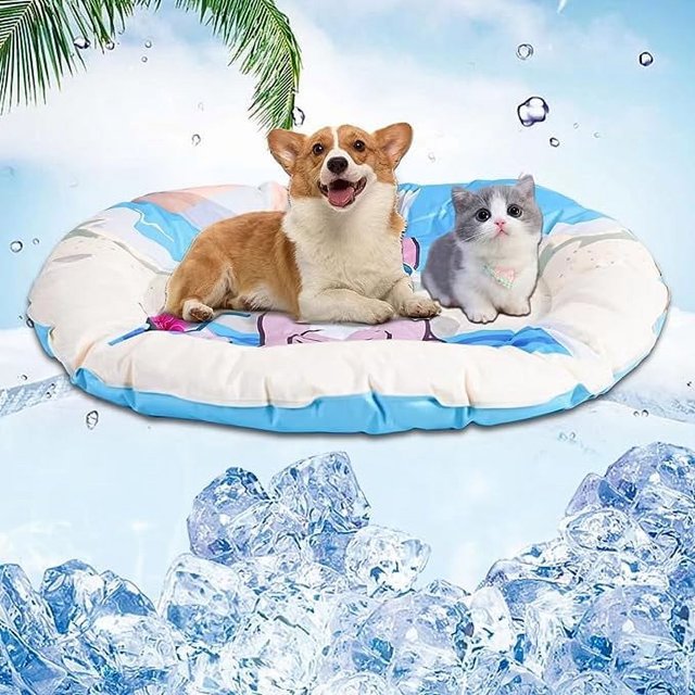 AMERTEER Tapis Rafraîchissant pour Chien, Tapis Auto-Refroidissant pour Petits et Moyens Chiens Chats, Tapis d'Entraînement Réutilisable Non Toxique et Activé par Pression, Pas Besoin d'Eau, Électricité Ou Réfrigération