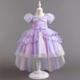thumbnail image 2 of NiSHUIHAN Robes pour Filles Robe Princesse en Tulle pour Enfants à Manches Courtes Robe pour Bébé Fille avec Nœud Robe Violette 150, 2 of 9