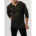 thumbnail image 3 of FAROOT Men's Spring Autumn Casual T-shirt Solid Color Long Sleeve Crewneck Button Down Shirt Tops, 3 of 7