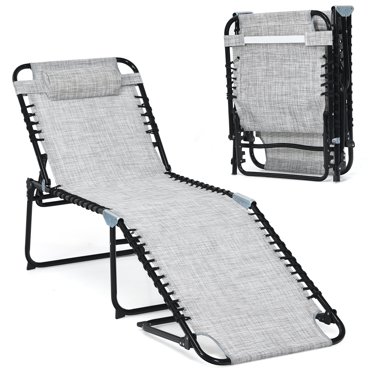 Costway Chaise Longue Pliante de Patio Portable avec Dossier Réglable