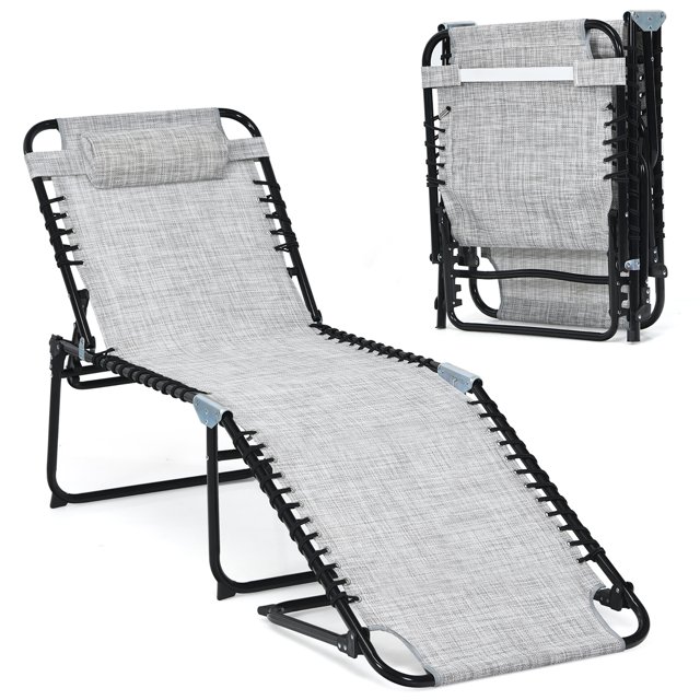 Costway Chaise Longue Pliante de Patio Portable avec Dossier Réglable