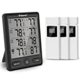 thumbnail image 1 of Geevon Indoor Outdoor Thermometer Wireless with 3 Remote Sensors, Digital Hygrometer Thermometer Temperature Humidity Monitor with Comfort Indicator, Temp Alarm, 60M/200FT Range for Home(Black), 1 of 8