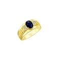 thumbnail image 3 of RYLOS Men's Rings 14K Yellow Gold Ring Classic Designer Style 8X6MM Oval Gemstone & Diamond Ring Sapphire Birthstone Rings For Men Size 9, 3 of 7