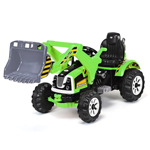 Costway Kids Ride On Excavator Truck 12V Battery Powered Front Loader Digger Green