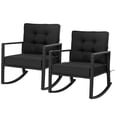 thumbnail image 1 of Gymax 2PCS Outdoor Wicker Rocking Chair Patio Rattan Single Chair Glider w/ Black Cushion, 1 of 9