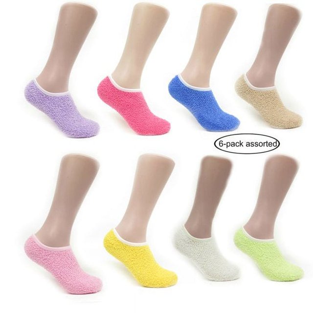 CHUANK Women‘s Colorful Striped Solid Soft Casual Fuzzy Ankle Slipper Socks With Grip