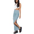 thumbnail image 1 of Women Knitted Package Hip Skirt Summer High Waist Split Skirt with Drawstring, 1 of 9