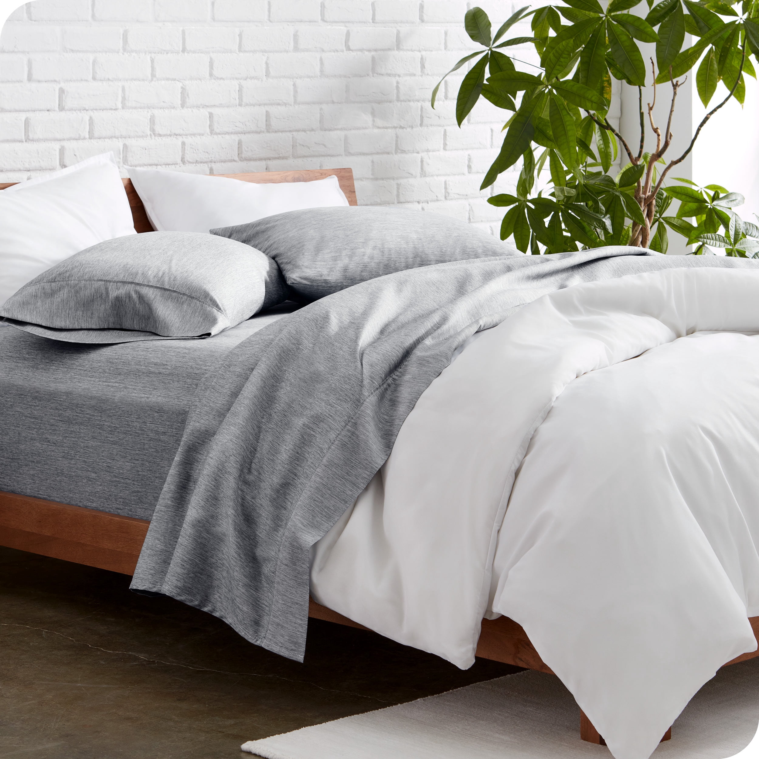 Bare Home Premium 1800 Collection 3-Piece Bed Sheet Set, Twin-XL, Heathered Charcoal