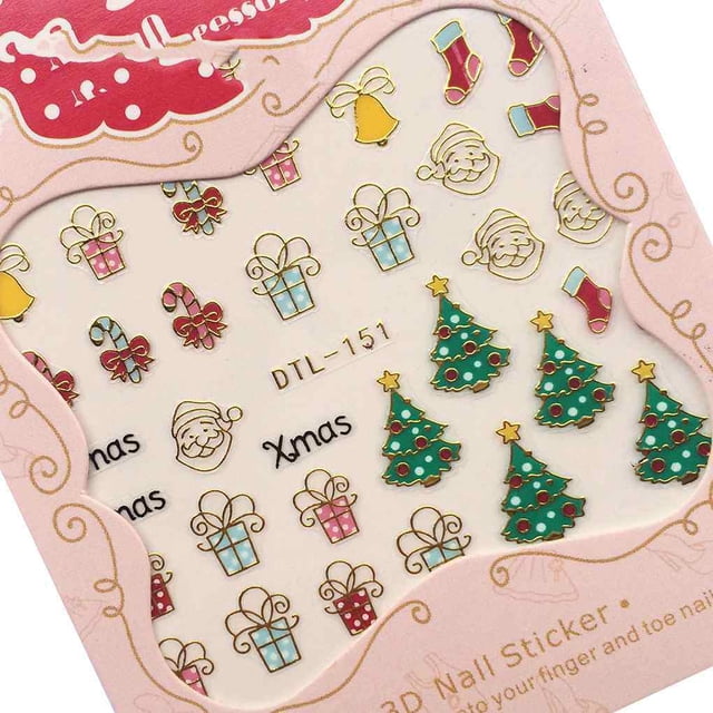 Nails Art Sticker Merry Christmas nail sticker 3D Golden Elements Nail Wrap Sticker Tips DIY Manicura Stickers Tool