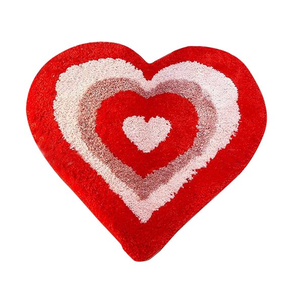 Aqestyerly Décorations à Thème Amour, Tapis de Petite Taille en Forme de Cœur pour Salle de Bain de la Saint-Valentin, Décoration de la Maison