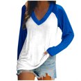 thumbnail image 1 of FAIWAD Women’s Color Block Tunic Top Long Sleeve Patchwork V Neck Plus Size Pullover Top, 1 of 4