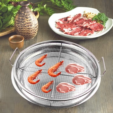 LSLJS Panier de Friteuse pour Four, Plateau de Friteuse en Acier Inoxydable 11,8 Pouces, Panier de Friteuse Antiadhésif et Plaque de Cuisson Plaque de Cuisson pour Cuisson et Rôtissage, Ensemble de 2 Pcs, Panier de Barbecue