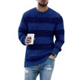 thumbnail image 1 of HIMONE Striped Splicing Sweater for Men Winter Bottoming Tops Long Sleeve Knitted Pullover, 1 of 2