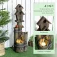thumbnail image 4 of Outsunny Outdoor Fountain with Backyard Birdhouse Tree Trunk Design, 4 of 10