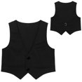 thumbnail image 3 of renvena Gilet de Complet Formel pour Garçon, Col en V, Boutonnage Simple, Ourlet Pointu, Mariage Soirée Fête, Noir, 5, 3 of 3