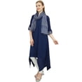 thumbnail image 1 of Bimba Kurta en Rayonne Bleu Marine pour Femme avec Foulard Ourlet Asymétrique Robe Ethnique - 16, 1 of 4