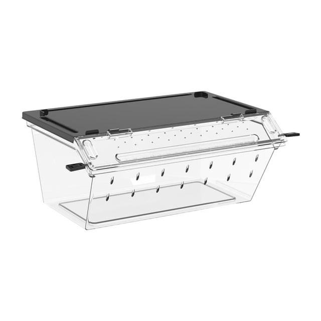 Almencla Reptile Breeding Box Breathable Carrier Clear for Chameleons Geckos Silkworm black