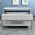 thumbnail image 3 of Table Basse Relevable Whitman en Bois et Laiton Blancs, 3 of 13