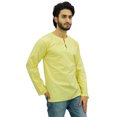 thumbnail image 2 of Atasi Men's Yellow Short Kurta Round Keyhole Neck Cotton Tunic Shirt-XXX-Large, 2 of 6