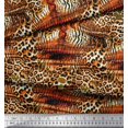 thumbnail image 3 of Soimoi Orange Poly Georgette Fabric Leopard & Tiger Animal Skin Printed Fabric 1 Yard 42 Inch Wide, 3 of 3