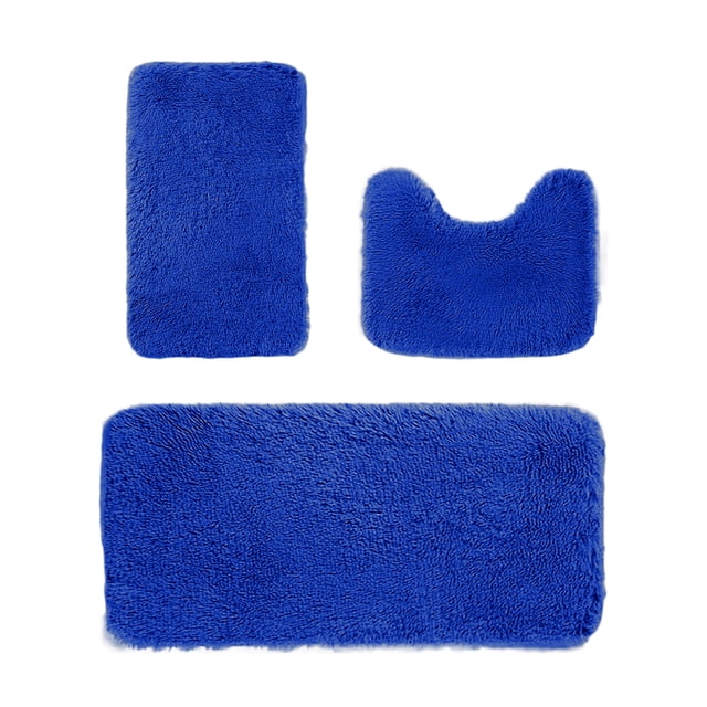 Rbaofujie Retro Rug Solid Color Bath Mats 3 Set Bathroom Rugs for 3 Pcs Toilet Mats Universal Soft Comfortable Water Absorption Non-Slip Thick Machine Washable Easier To Dry Dark Rug for Office
