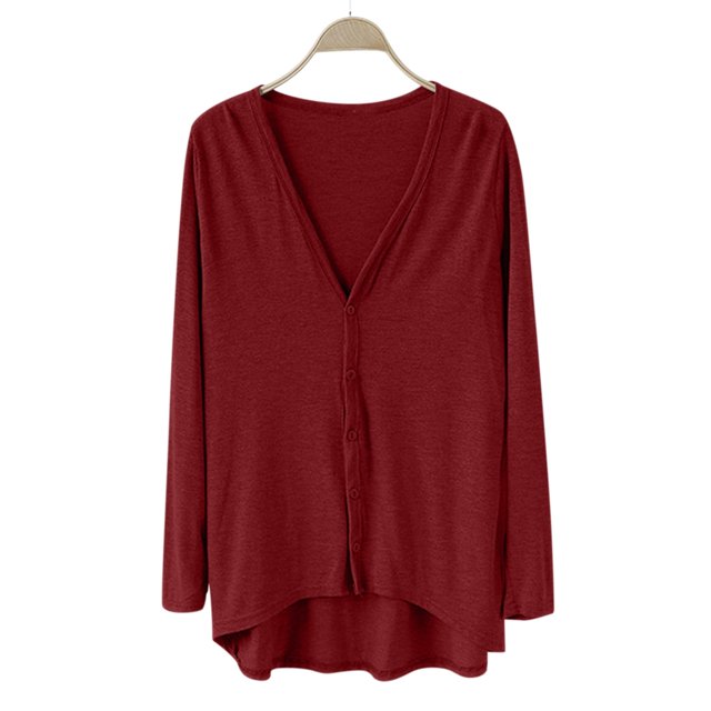 Breezora Ladies V Neck Modal Asymmetrical Long Sleeve Open Front Cardigan Sweater Wine
