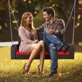 thumbnail image 4 of Patiojoy Outdoor Wicker Porch Swing Bench 2-Person Patio Rattan Swing Chair W/ Soft Cushions Red, 4 of 8