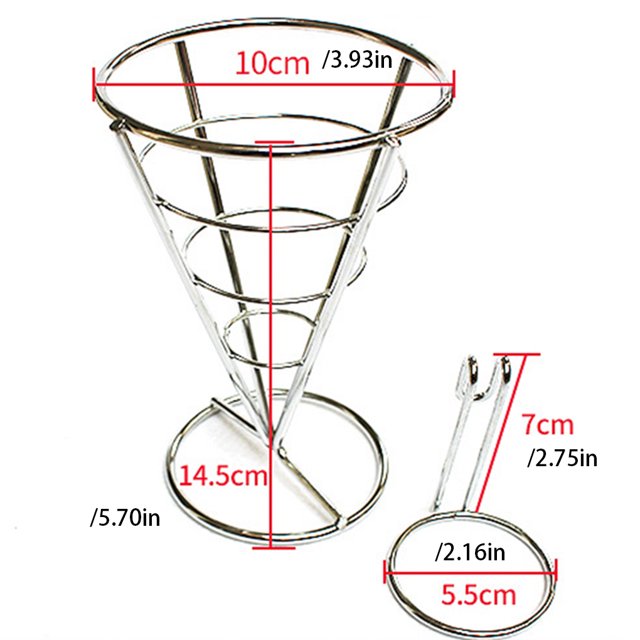 French Fries Strainer Basket Potato Convenient Sturdy Fried Food Container Metal Cone-Shaped Cooking Tools Shop Kitchen Wedding Birthday Type 2