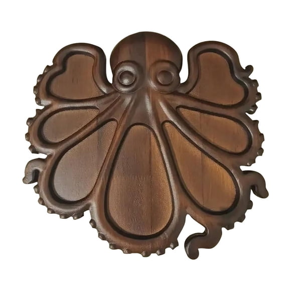 Rvkxad Octopus Platter for Serving Cold Cuts Snacks, Wooden Serving Tray with Playful Octopus Design, Party Platter for Meats Cheeses Appetizers