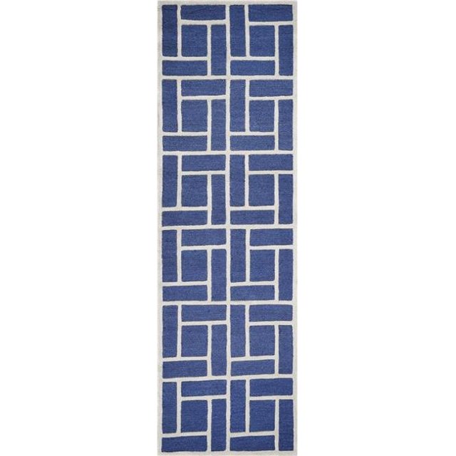 HomeRoots 353995 2 ft. 3 in. x 7 ft. 6 in. Runner Wool Indigo Area Rug