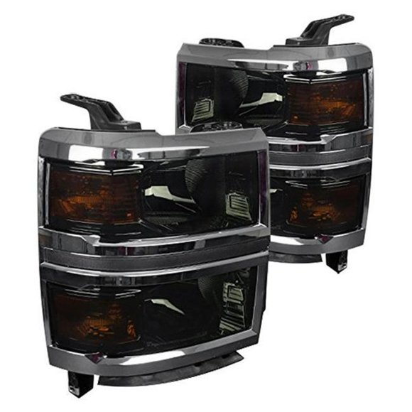 Spec D Tuning 2LH-SIV14G-RS Euro Style Head Light for 2014-2016 Chevy Silverado, Smoke
