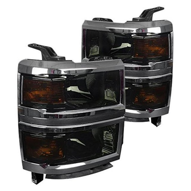 Spec D Tuning 2LH-SIV14G-RS Euro Style Head Light for 2014-2016 Chevy Silverado, Smoke