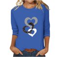 thumbnail image 1 of FAIWAD Hauts à Manches 3/4 Style Pinte Cœur pour Femmes, Col Rond, Amples, Légers, Tuniques Tendance, 1 of 3