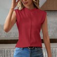thumbnail image 2 of Plebaso Débardeurs d'Été pour Femmes à Col Montant, Manches Courtes Style Cap, T-Shirts Décontractés Sans Manches, T-Shirt Basique Uni, 2 of 7