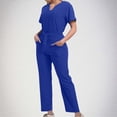 thumbnail image 2 of Grrvtrz Womens Scrubs Set Casual Workwear Drawstring Threaded Pant Legs 2PC, V Neck Stretch Scrub Top & Straight Leg Pants, 2 of 6