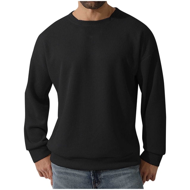 LOVZFMLL Vestes pour Hommes Décontractées Sport Manches Longues Couleur Unie Col Ras du Cou Chandail Chandail Base