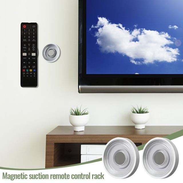 PRETXORVE Magnetic Remote Control Hook, 2 Magnetic Remote Control Holders, Wall Mount Tv Remote Control Manager and Home Organizer for Household Storage with Remote