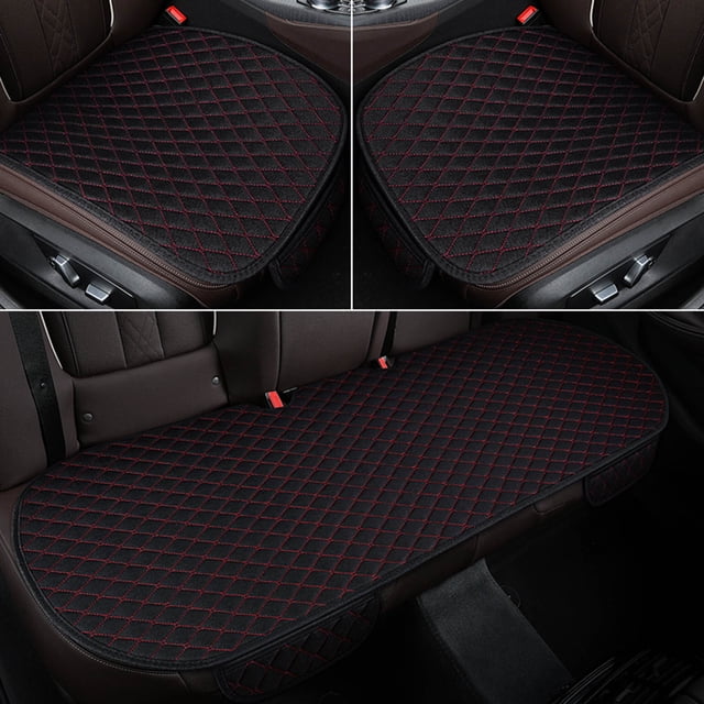Cheap Seat, Car Seat Cushion Set of 3, Non-Slip Car Seat Pad for Summer Breathable and Refreshing, Pack of Car Seat Cushion for Front and Back Seat, Red, Front:51x50cm,Rear :134x50cm