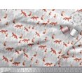 thumbnail image 2 of Soimoi White Poly Georgette Fabric Cedar Tree & Fox Animal Print Fabric by the Yard 52 Inch Wide, 2 of 5