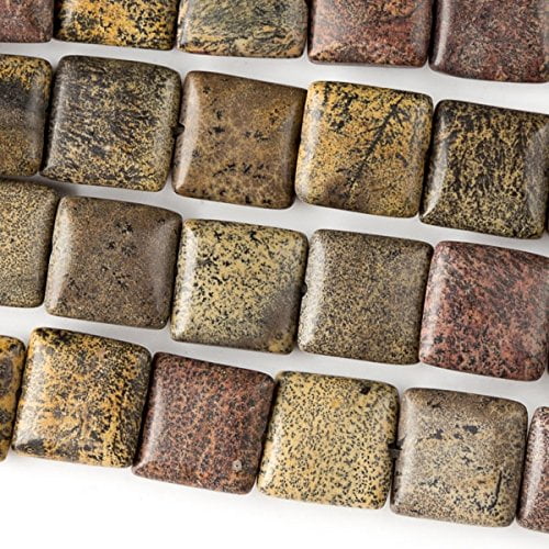 Cherry Blossom Beads Paintbrush Jasper Beads 10mm Smooth Square - 8 inch Strand