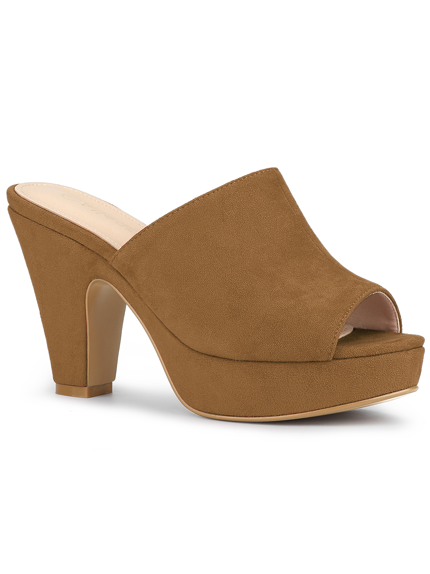 BLISSFUL STEP Sandales à Talons Épais à Plateforme à Bout Ouvert pour Femmes Brun 7,5