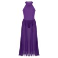thumbnail image 4 of Alvivi Robe de Danse Ballet Col Montant pour Filles Jupe Longue de Gymnastique Moderne Violet 8, 4 of 5