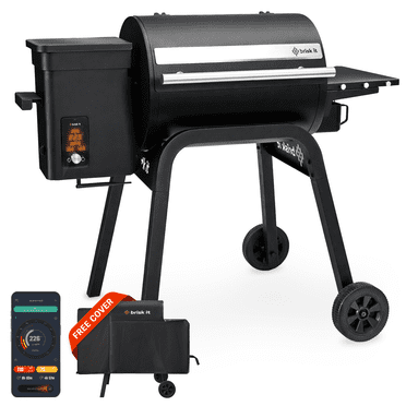 Brisk It Zelos 450 WiFi A.I. Electric Wood Pellet Smoker Grill with Waterproof Cover – 450 sq. in Cooking Area, 7-in-1 Outdoor Grill & Smoker, PID Controller (up to 500°F), Meat Probe