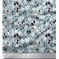 thumbnail image 1 of Soimoi Modal Satin Fabric Crossbone & Skull Halloween Print Fabric by The Yard 42 Inch Wide, 1 of 3