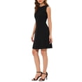 thumbnail image 4 of INSPIRE CHIC Robe Midi Évasée Sans Manches à Ligne A Unie pour Femme pour le Travail TP Noir, 4 of 6